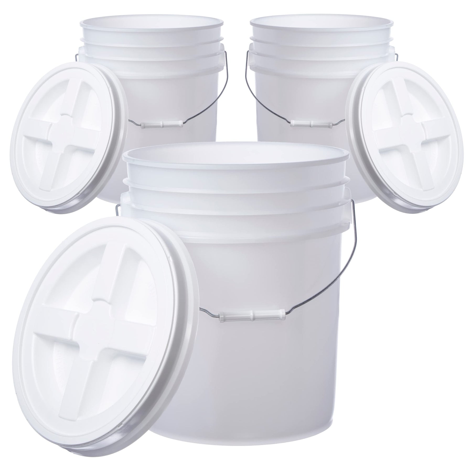 Consolidated Plastics 2 Gallon Food Grade Buckets, BPA Free Container  Storage, Durable HDPE Pails, Made in USA (6 Pack, White) - NO LIDS