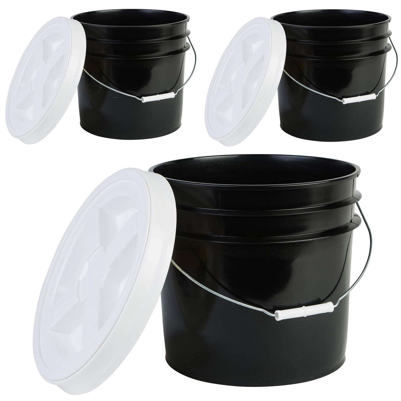 Bucket Kit, 3.5 Gallon Bucket with Black Gamma Seal Screw-On Threaded Lid