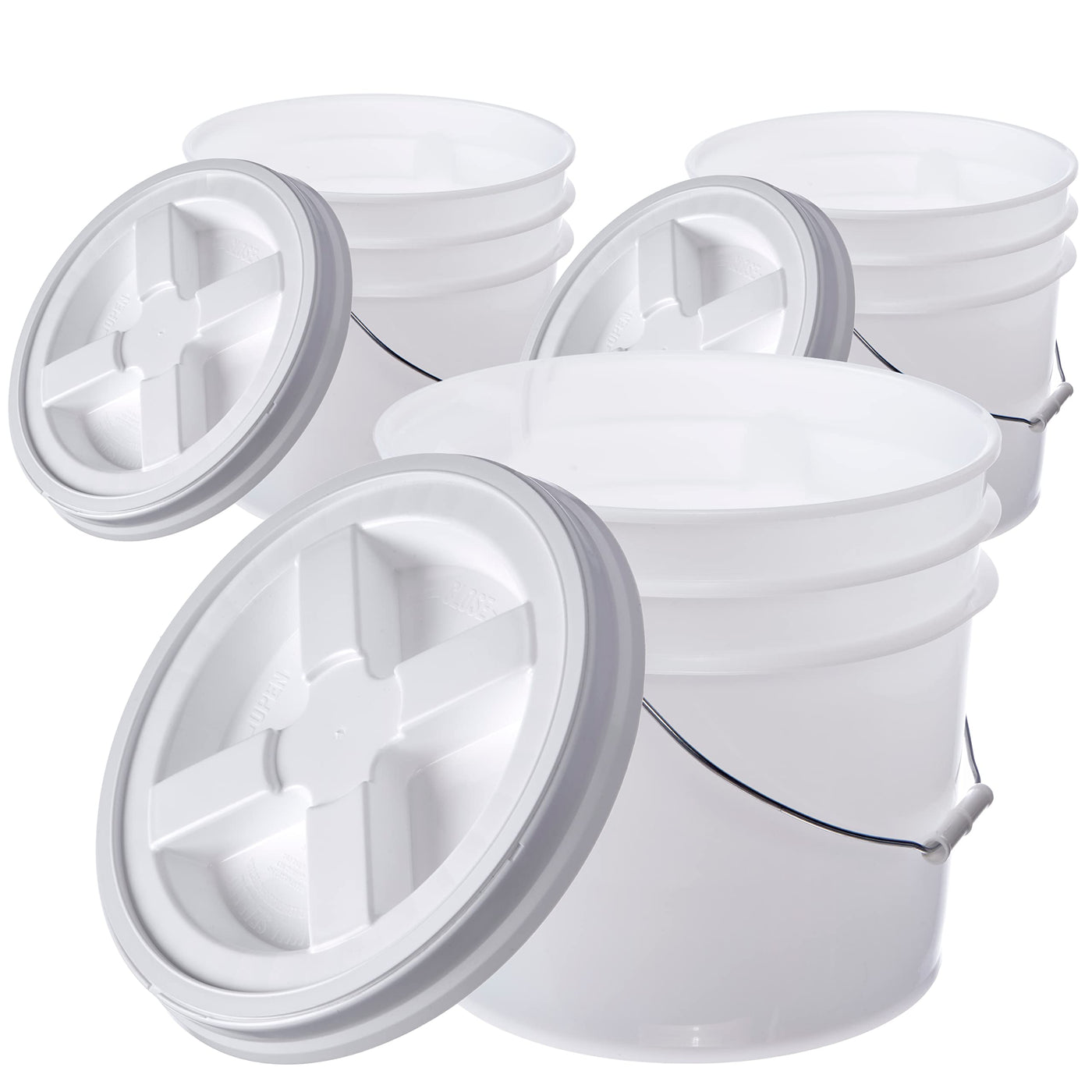 5 Gallon (2 Pack) Bucket Pail Container with Gamma Seal Lid, Food Grade BPA  Free